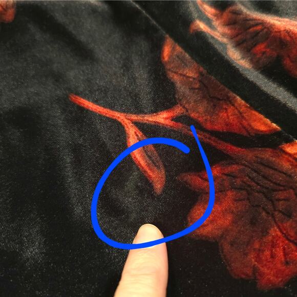 Venus Black Red/Orange Floral Velvet Halter Midi Dress Women Size L V-Ncck - Picture 6 of 6